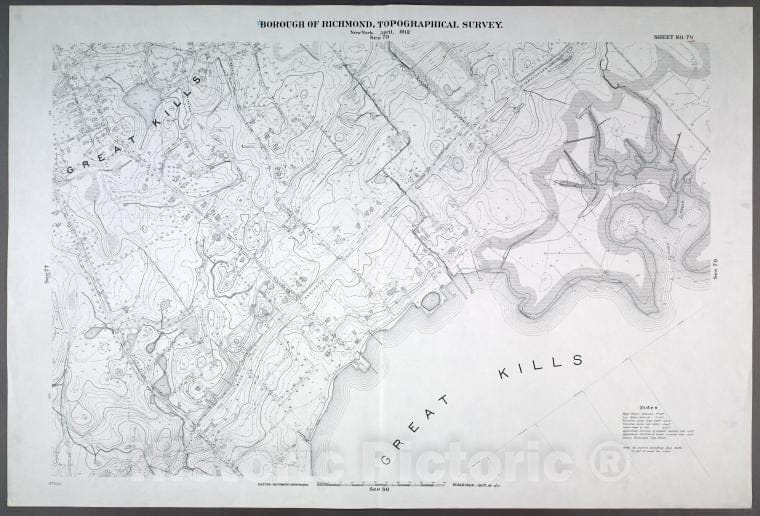 Historic Map - 1906 New York, N.Y. Richmond, Great Kills, Amboy Road, Midland Road, Great Kills Road, Highland, Southside Boulevard, Nelson, Duck Creek - Vintage Wall Art