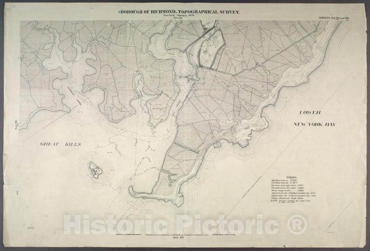 Historic Map - 1906 New York, N.Y. Richmond, Sheet Nos. 79 & 80. [Include Oyster Island, Lockman'S Creek, Flat Creek And Mill Creek Estuaries.] - Vintage Wall Art