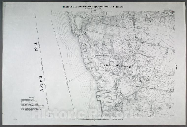 Historic Map - 1906 New York, N.Y. Richmond, Sheet No. 81. [Includes Sharrotts Road, Kreischerville (Port Mobil).] - Vintage Wall Art