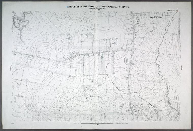 Historic Map - 1906 New York, N.Y. Richmond, Sheet No. 82. [Includes Sharrotts Road, Pleasant Avenue And Kaolin Avenue In Woodrow.] - Vintage Wall Art