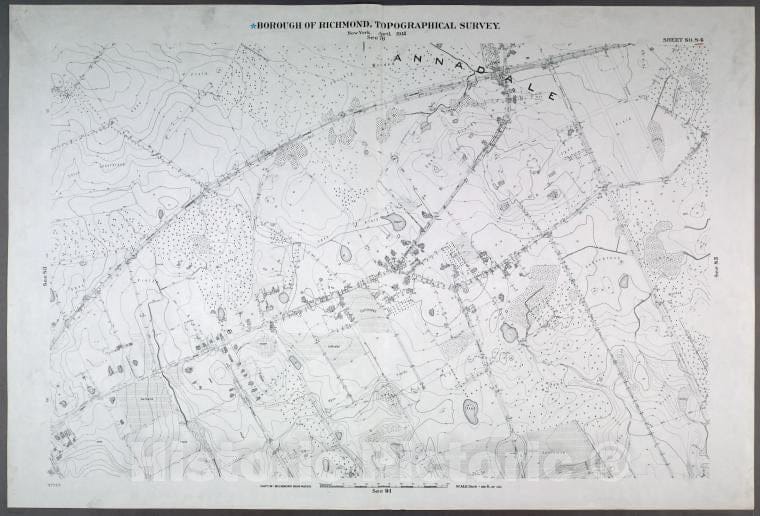 Historic Map - 1906 New York, N.Y. Richmond, Sheet No. 84. [Includes Annadale Road And Amboy Road In Annadale.] - Vintage Wall Art