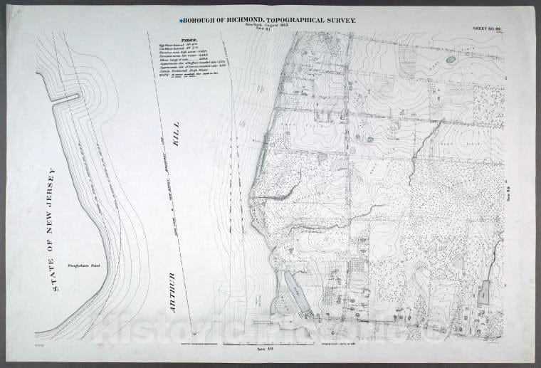 Historic Map - 1906 New York, N.Y. Richmond, Sheet No. 88. [Includes Ploughshare Point, Fresh Kills Road (Arthur Kill Road) And (Charleston) Allentown Lane.] - Vintage Wall Art
