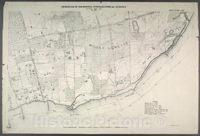 Historic Map - 1906 New York, N.Y. Richmond, Sheet Nos. 99 & 100.[Include Mount Loretto, Red Bank And Princess Bay Light.] - Vintage Wall Art