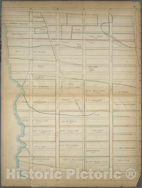 Historic Map - 1868 Page 9: [Bounded By W. 77Th Street, (Central Park) Seventh Avenue (Lincoln Square), W. 57Th Street And Hudson River.] - Vintage Wall Art