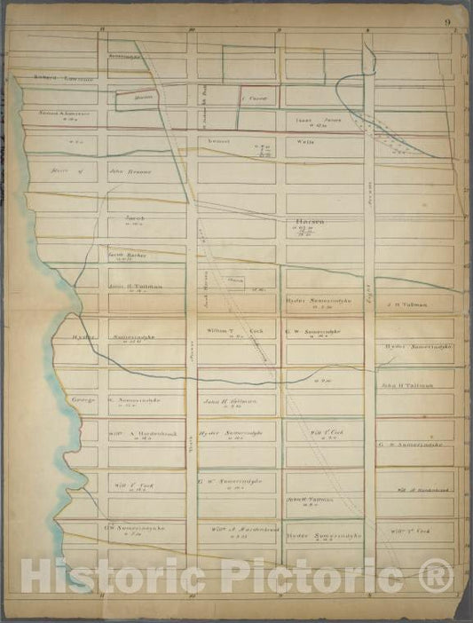 Historic Map - 1868 Page 9: [Bounded By W. 77Th Street, (Central Park) Seventh Avenue (Lincoln Square), W. 57Th Street And Hudson River.] - Vintage Wall Art