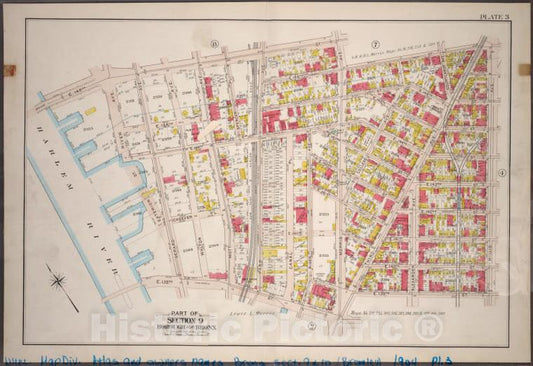 Historic 1904 Map - Plate 3: Part Of Section 9, Borough Of The Bronx. [Bounded By E. - Vintage Wall Art