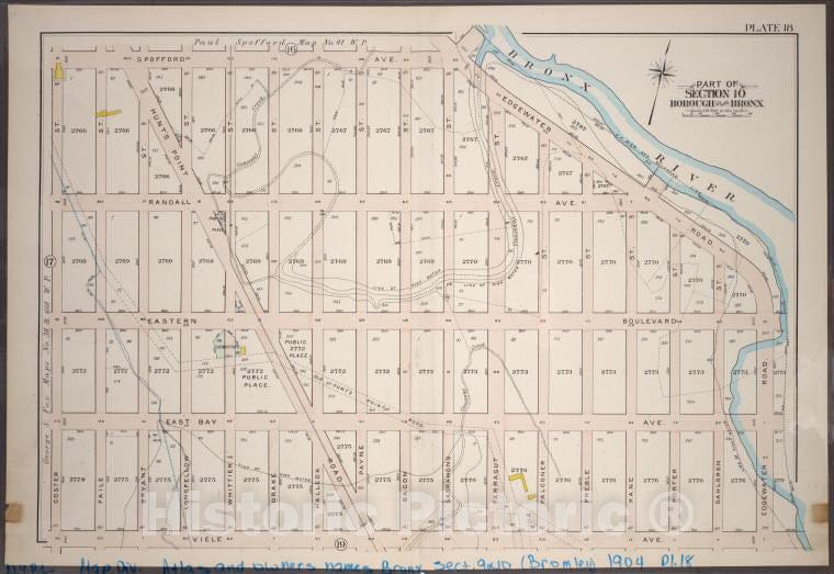 Historic 1904 Map - Plate 18: Part Of Section 10, Borough Of The Bronx. [Bounded By - Vintage Wall Art