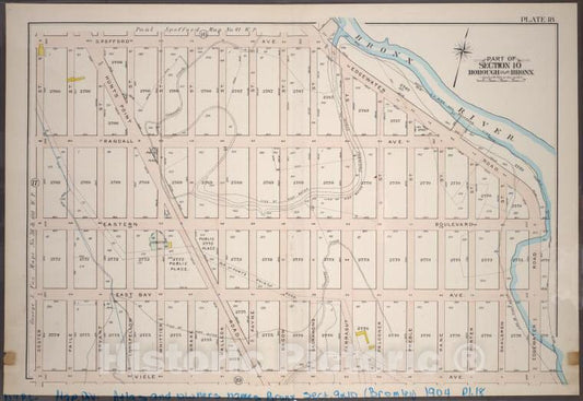 Historic 1904 Map - Plate 18: Part Of Section 10, Borough Of The Bronx. [Bounded By - Vintage Wall Art