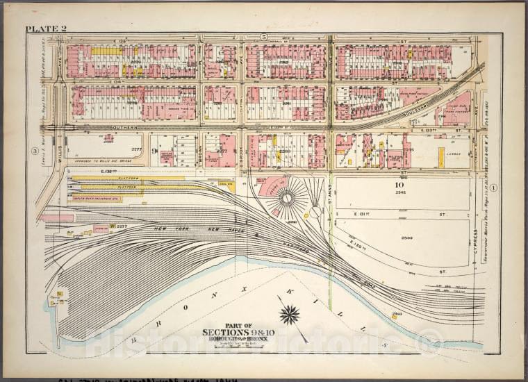 Historic 1921 Map - Plate 2, Part Of Sections 9&10, Borough Of The Bronx. [Bounded B - Vintage Wall Art