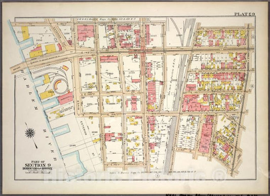 Historic 1921 Map - Plate 9, Part Of Section 10, Borough Of The Bronx. [Bounded By E - Vintage Wall Art