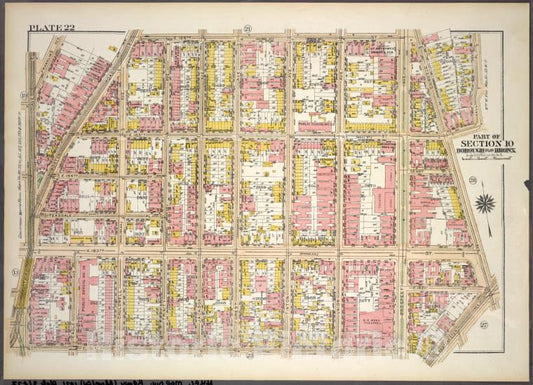 Historic 1921 Map - Plate 22, Part Of Section 10, Borough Of The Bronx. [Bounded By - Vintage Wall Art