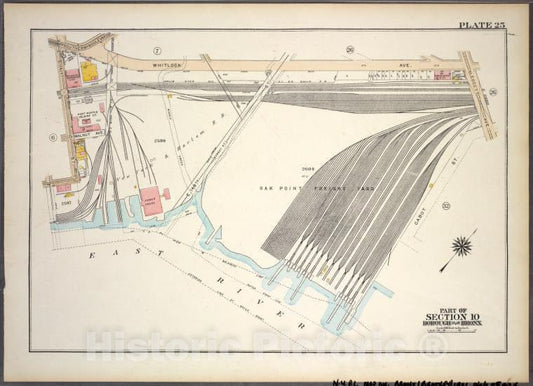 Historic 1921 Map - Plate 25, Part Of Section 10, Borough Of The Bronx. [Bounded By - Vintage Wall Art