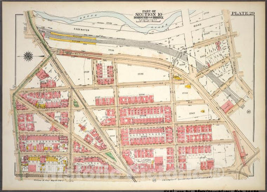 Historic 1921 Map - Plate 29, Part Of Section 10, Borough Of The Bronx. [Bounded By - Vintage Wall Art