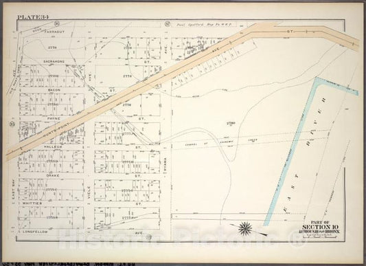 Historic 1921 Map - Plate 34, Part Of Section 10, Borough Of The Bronx. [Bounded By - Vintage Wall Art