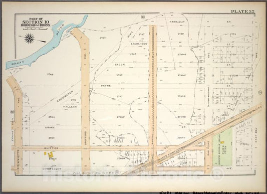 Historic 1921 Map - Plate 35, Part Of Section 10, Borough Of The Bronx. [Bounded By - Vintage Wall Art