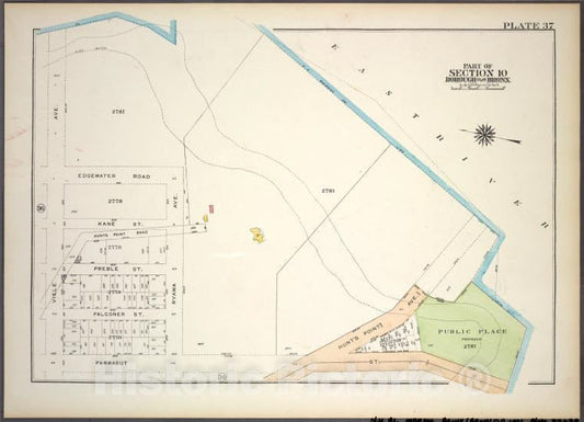 Historic 1921 Map - Plate 37, Part Of Section 10, Borough Of The Bronx. [Bounded By - Vintage Wall Art
