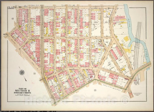 Historic 1921 Map - Plate 38, Part Of Section 11, Borough Of The Bronx. [Bounded By - Vintage Wall Art