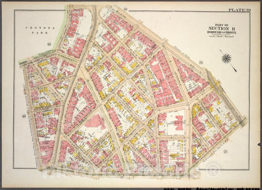 Historic 1921 Map - Plate 39, Part Of Section 11, Borough Of The Bronx. [Bounded By - Vintage Wall Art