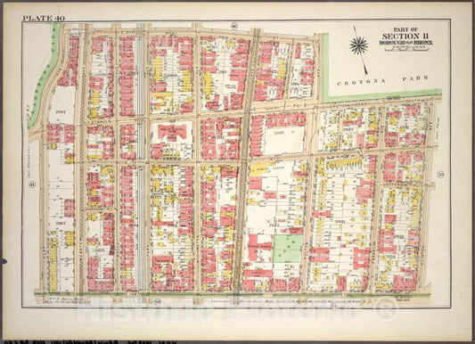 Historic 1921 Map - Plate 40, Part Of Section 11, Borough Of The Bronx. [Bounded By - Vintage Wall Art