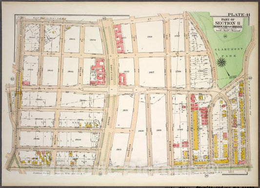 Historic 1921 Map - Plate 41, Part Of Section 11, Borough Of The Bronx. [Bounded By - Vintage Wall Art