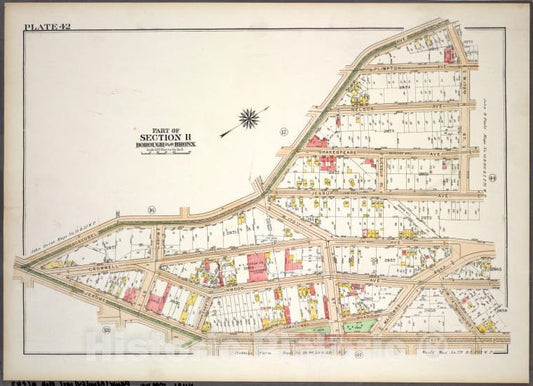 Historic 1921 Map - Plate 42, Part Of Section 11, Borough Of The Bronx. [Bounded By - Vintage Wall Art
