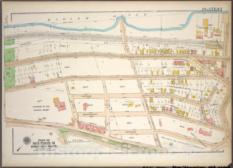 Historic 1921 Map - Plate 43, Part Of Section 11, Borough Of The Bronx. [Bounded By - Vintage Wall Art