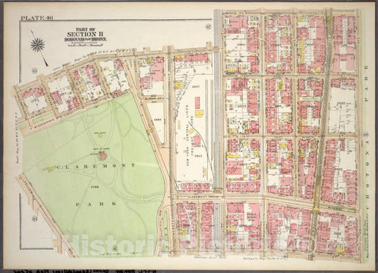 Historic 1921 Map - Plate 46, Part Of Section 11, Borough Of The Bronx. [Bounded By - Vintage Wall Art