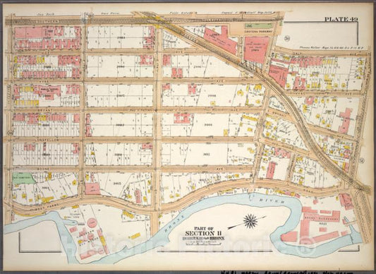 Historic 1921 Map - Plate 49, Part Of Section 11, Borough Of The Bronx. [Bounded By - Vintage Wall Art