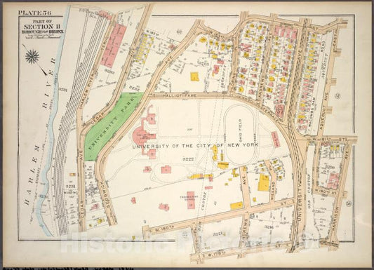 Historic 1921 Map - Plate 56, Part Of Section 11, Borough Of The Bronx. [Bounded By - Vintage Wall Art