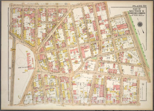 Historic 1921 Map - Plate 59, Part Of Section 11, Borough Of The Bronx. [Bounded By - Vintage Wall Art
