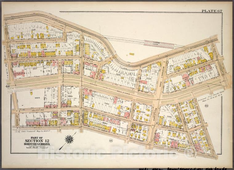 Historic 1921 Map - Plate 67, Part Of Section 12, Borough Of The Bronx. [Bounded By - Vintage Wall Art