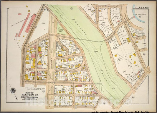 Historic 1921 Map - Plate 69, Part Of Section 12, Borough Of The Bronx. [Bounded By - Vintage Wall Art