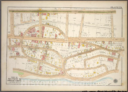 Historic 1921 Map - Plate 73, Part Of Section 12, Borough Of The Bronx. [Bounded By - Vintage Wall Art