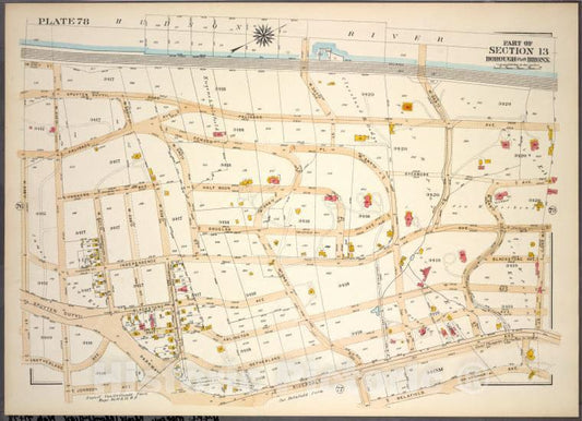 Historic 1921 Map - Plate 78, Part Of Section 13, Borough Of The Bronx. [Bounded By - Vintage Wall Art