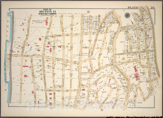 Historic 1921 Map - Plate 79, Part Of Section 13, Borough Of The Bronx. [Bounded By - Vintage Wall Art