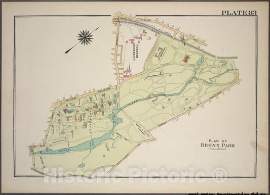 Historic 1921 Map - Plate 83, Part Of Section 13, Borough Of The Bronx. [Bounded By - Vintage Wall Art