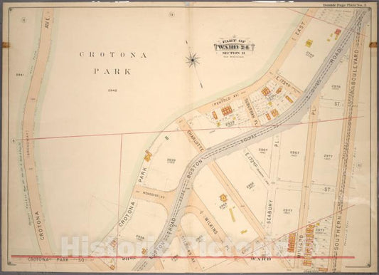 Historic 1901 Map - Double Page Plate No. 5, Part Of Ward 24, Section 11. [Bounded B - Bronx (New York, N.Y.) - New York (State) - Vintage Wall Art