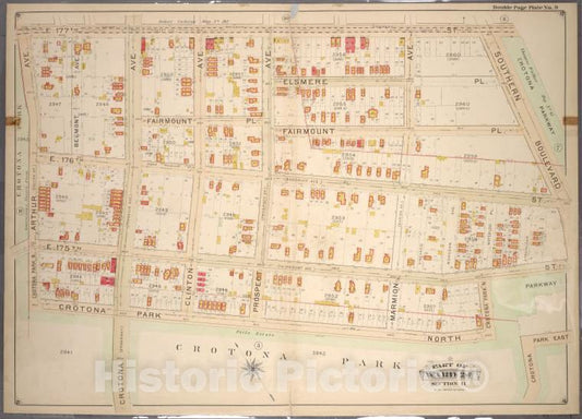 Historic 1901 Map - Double Page Plate No. 9, Part Of Ward 24, Section 11. [Bounded B - Bronx (New York, N.Y.) - New York (State) - Vintage Wall Art
