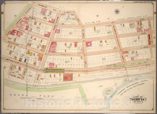 Historic 1901 Map - Double Page Plate No. 37, Part Of Ward 24, Section 12. [Bounded - Bronx (New York, N.Y.) - New York (State) - Vintage Wall Art