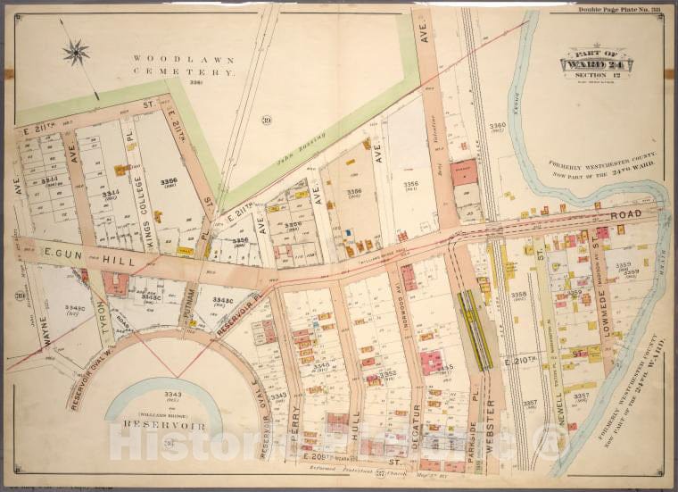 Historic 1901 Map - Double Page Plate No. 38, Part Of Ward 24, Section 12. [Bounded - Bronx (New York, N.Y.) - New York (State) - Vintage Wall Art
