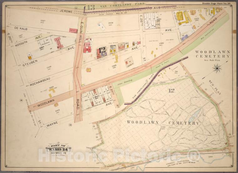Historic 1901 Map - Double Page Plate No. 39, Part Of Ward 24, Section 12. [Bounded - Bronx (New York, N.Y.) - New York (State) - Vintage Wall Art