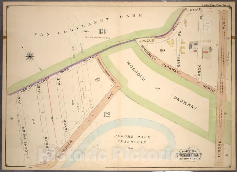 Historic 1901 Map - Double Page Plate No. 40, Part Of Ward 24, Section 12. [Bounded - Bronx (New York, N.Y.) - New York (State) - Vintage Wall Art