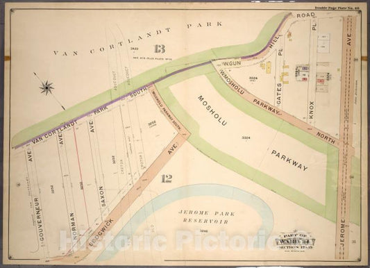 Historic 1901 Map - Double Page Plate No. 40, Part Of Ward 24, Section 12. [Bounded - Bronx (New York, N.Y.) - New York (State) - Vintage Wall Art