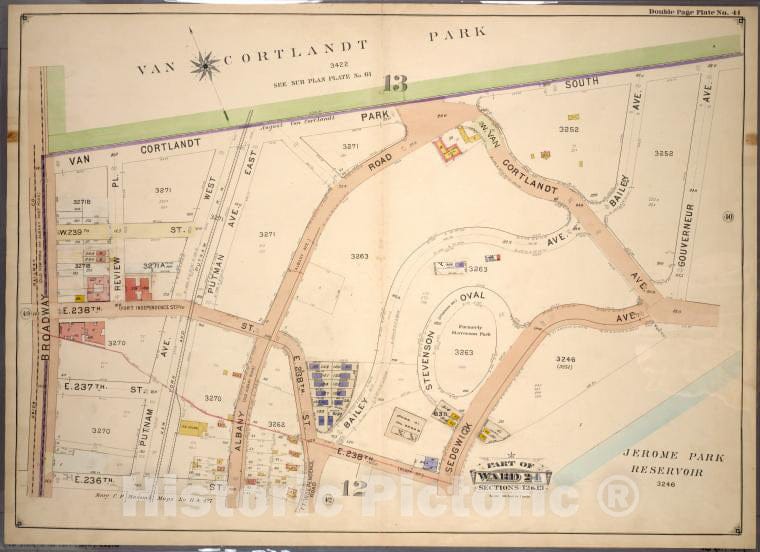 Historic 1901 Map - Double Page Plate No. 41, Part Of Ward 24, Sections 12 & 13: [Bo - Bronx (New York, N.Y.) - New York (State) - Vintage Wall Art