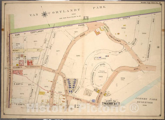 Historic 1901 Map - Double Page Plate No. 41, Part Of Ward 24, Sections 12 & 13: [Bo - Bronx (New York, N.Y.) - New York (State) - Vintage Wall Art