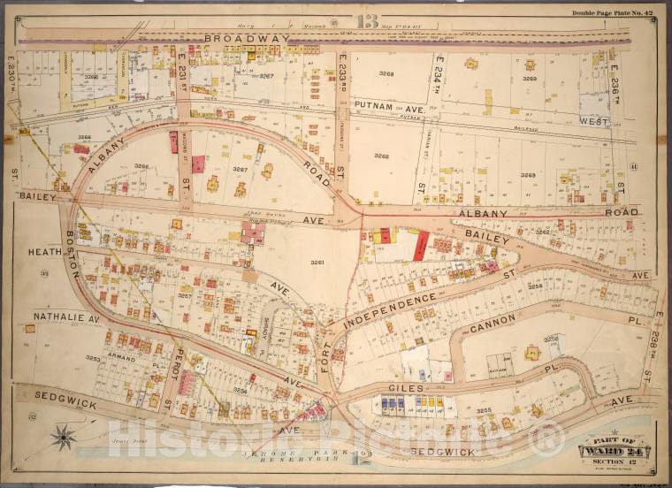 Historic 1901 Map - Double Page Plate No. 42, Part Of Ward 24, Section 12: [Bounded - Bronx (New York, N.Y.) - New York (State) - Vintage Wall Art