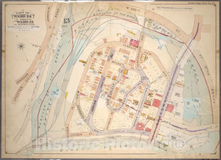 Historic 1901 Map - Double Page Plate No. 43, Part Of Ward 24 Of Bronx And Ward 12 O - Bronx (New York, N.Y.) - New York (State) - Vintage Wall Art