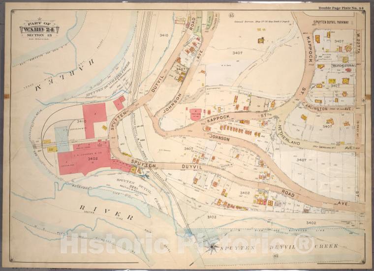 Historic 1901 Map - Double Page Plate No. 44, Part Of Ward 24, Section 13: [Bounded - Bronx (New York, N.Y.) - New York (State) - Vintage Wall Art