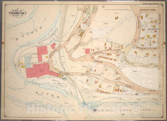 Historic 1901 Map - Double Page Plate No. 44, Part Of Ward 24, Section 13: [Bounded - Bronx (New York, N.Y.) - New York (State) - Vintage Wall Art