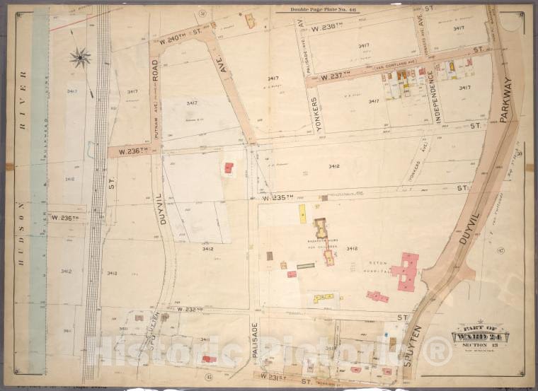 Historic 1901 Map - Double Page Plate No. 46, Part Of Ward 24, Section 13: [Bounded - Bronx (New York, N.Y.) - New York (State) - Vintage Wall Art